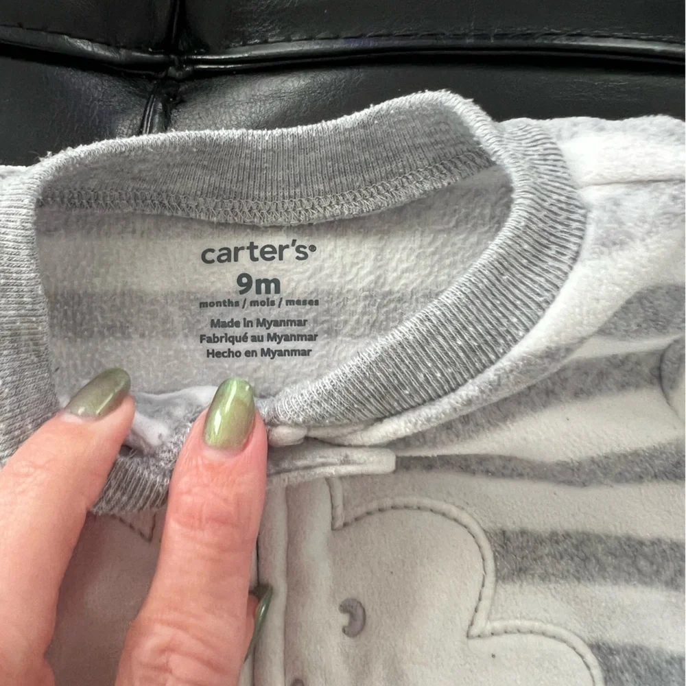 6 Baby Onesies in Red, Blue, and Gray; all 9 months
